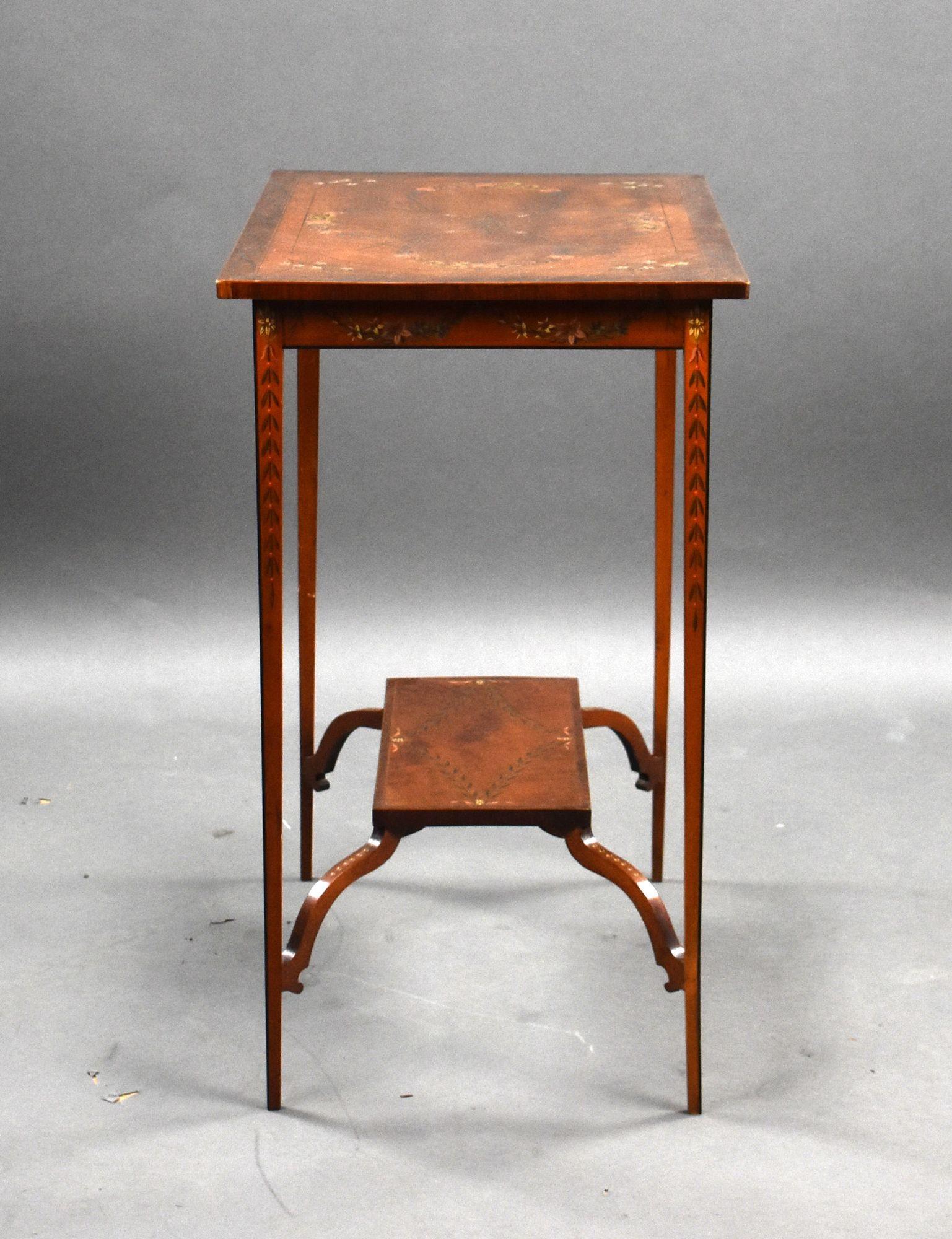English Edwardian Hand Painted Satinwood Occasional Table For Sale