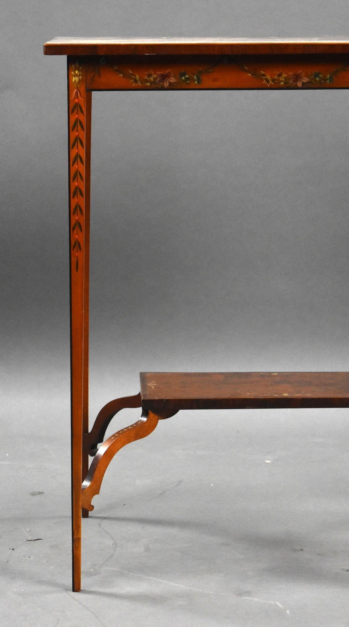 20th Century Edwardian Hand Painted Satinwood Occasional Table For Sale
