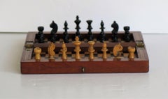 Edwardian Handmade Miniature Travelling Chess Set Game, circa 1900