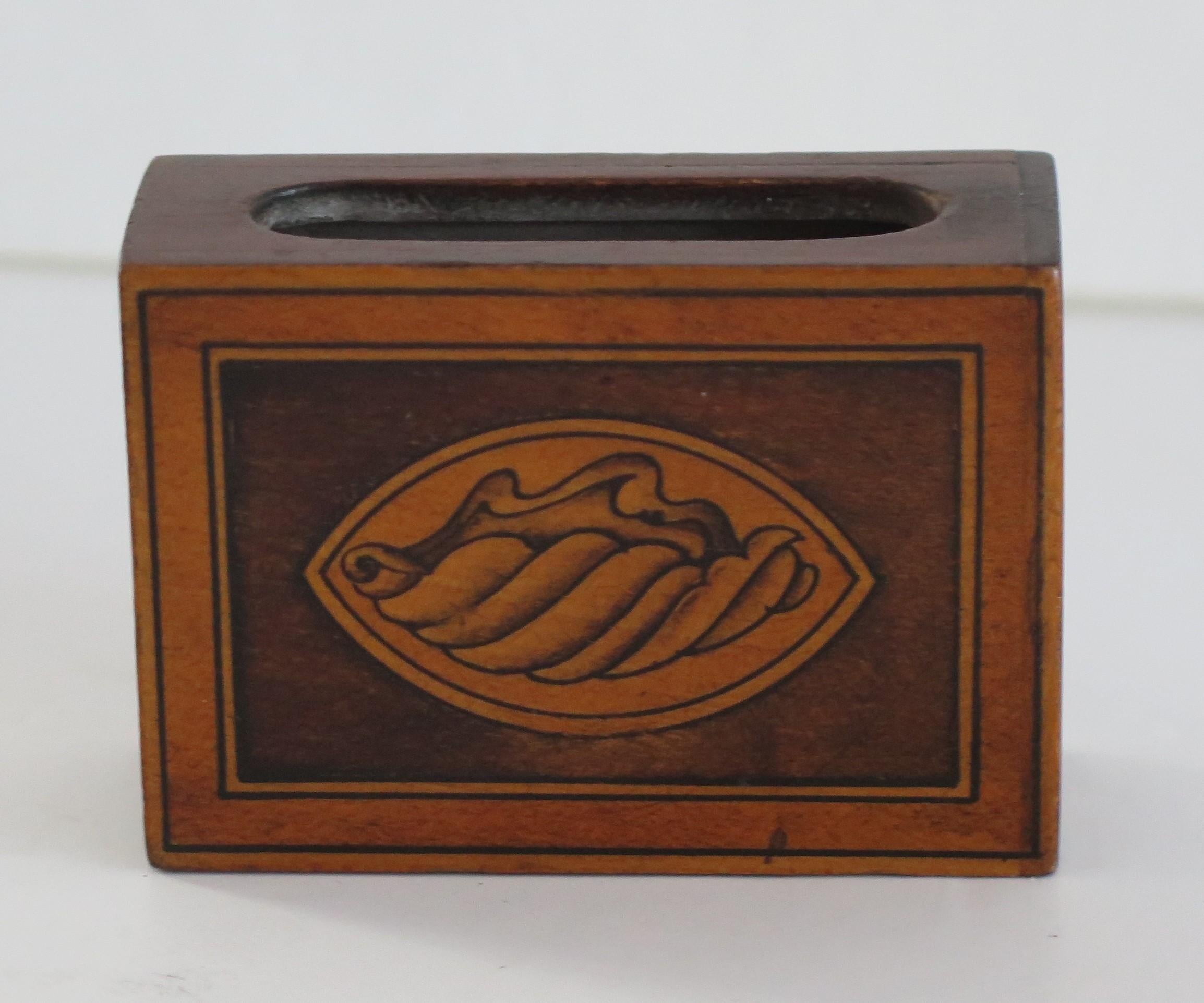 Edwardian Hardwood Vesta Case with Shell Inlay, Circa 1900 For Sale 4