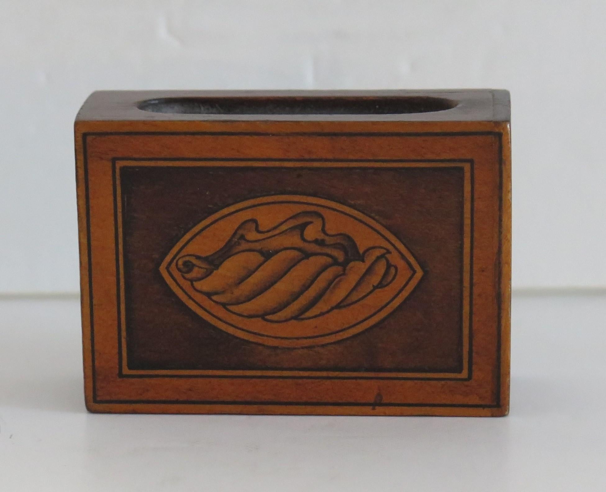 Hand-Crafted Edwardian Hardwood Vesta Case with Shell Inlay, Circa 1900 For Sale