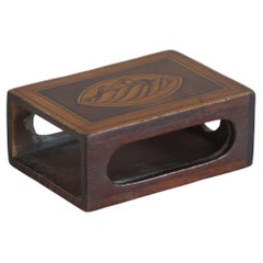 Antique Hardwood Vesta Case with fine Shell Patera Inlay, late 19th Century