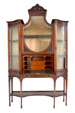 Edwardian Hepplewhite Revival Mahogany Secretary Desk/China Cabinet, circa 1890