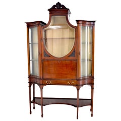 Edwardian Hepplewhite Revival Mahogany Secretary Desk/China Cabinet, circa 1890