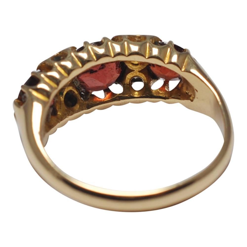 Women's Edwardian Hessonite Garnet Diamond Gold Ring