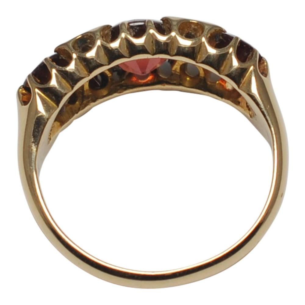 Edwardian Hessonite Garnet Diamond Gold Ring 1
