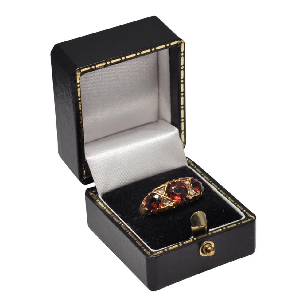Edwardian Hessonite Garnet Diamond Gold Ring 4