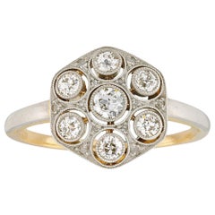 Bague édouardienne à panneau de diamant de forme hexagonale