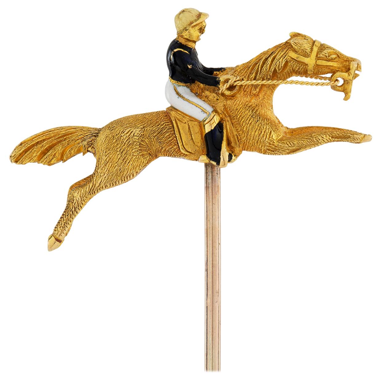 Edwardian Horse and Jockey Stick-Pin