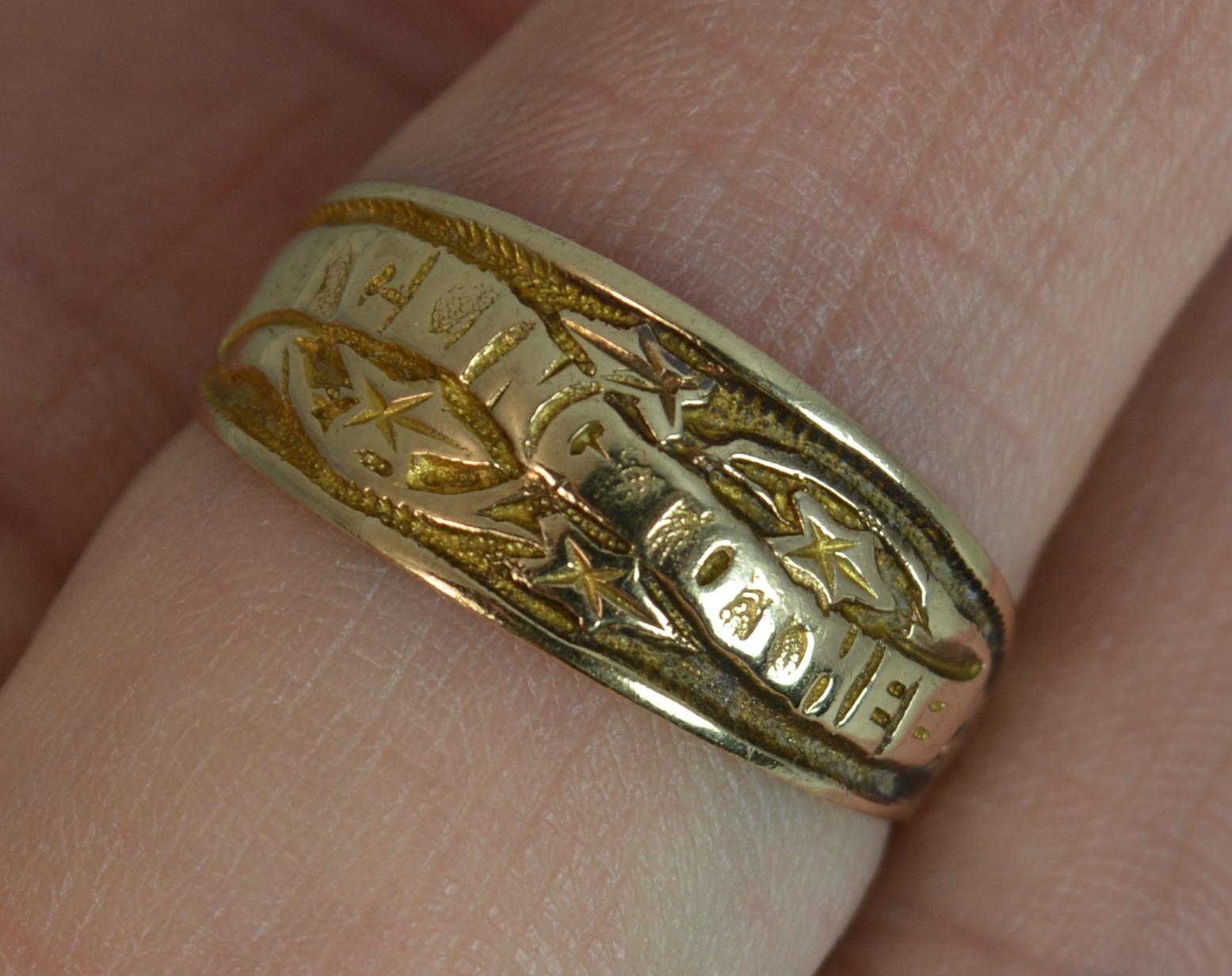 Victorian Edwardian 'I Cling To Thee' 9 Carat Rose Gold Band Ring