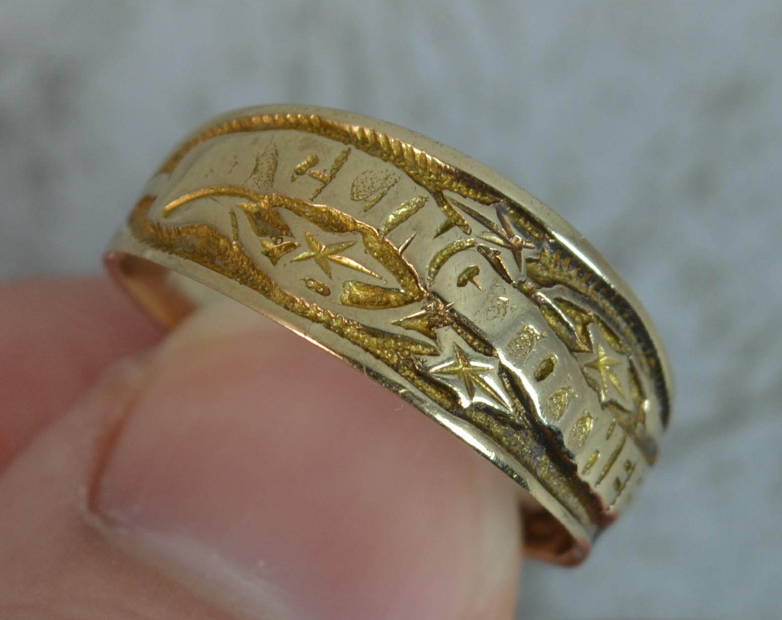 Edwardian 'I Cling To Thee' 9 Carat Rose Gold Band Ring In Fair Condition In St Helens, GB