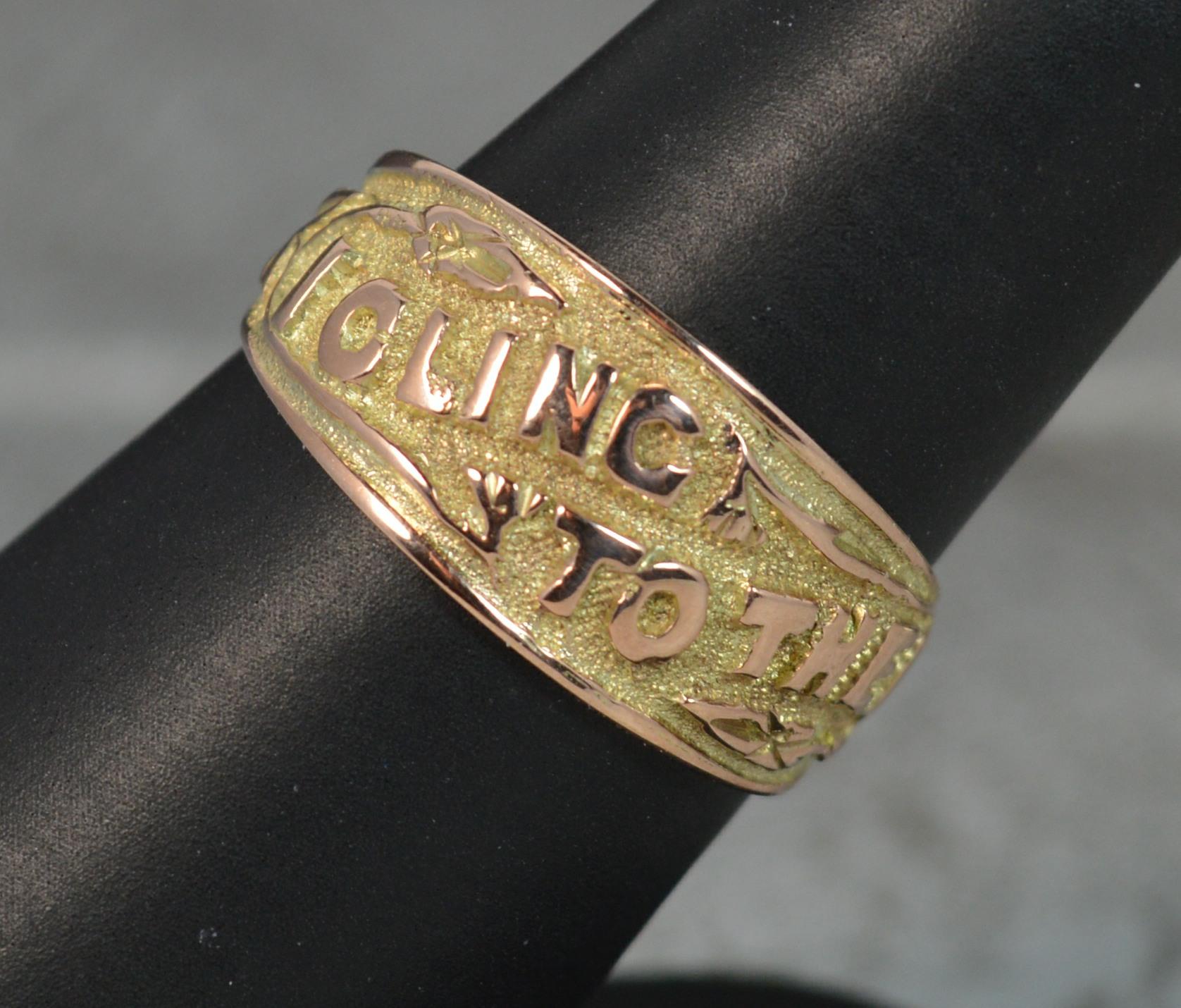 Edwardian I Cling To Thee 9 Carat Rose Gold Band Ring In Excellent Condition In St Helens, GB
