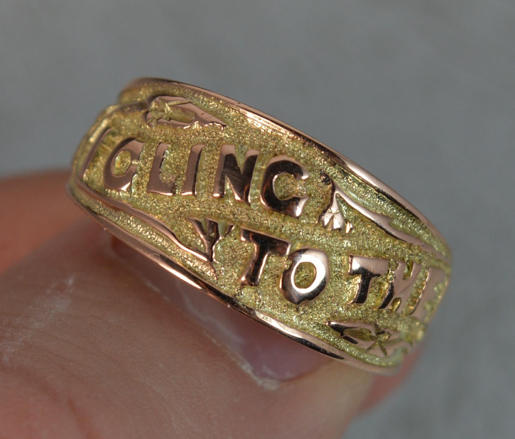 Women's or Men's Edwardian I Cling To Thee 9 Carat Rose Gold Band Ring