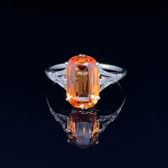 Edwardian Imperial Topaz and Diamond Ring, circa 1910s