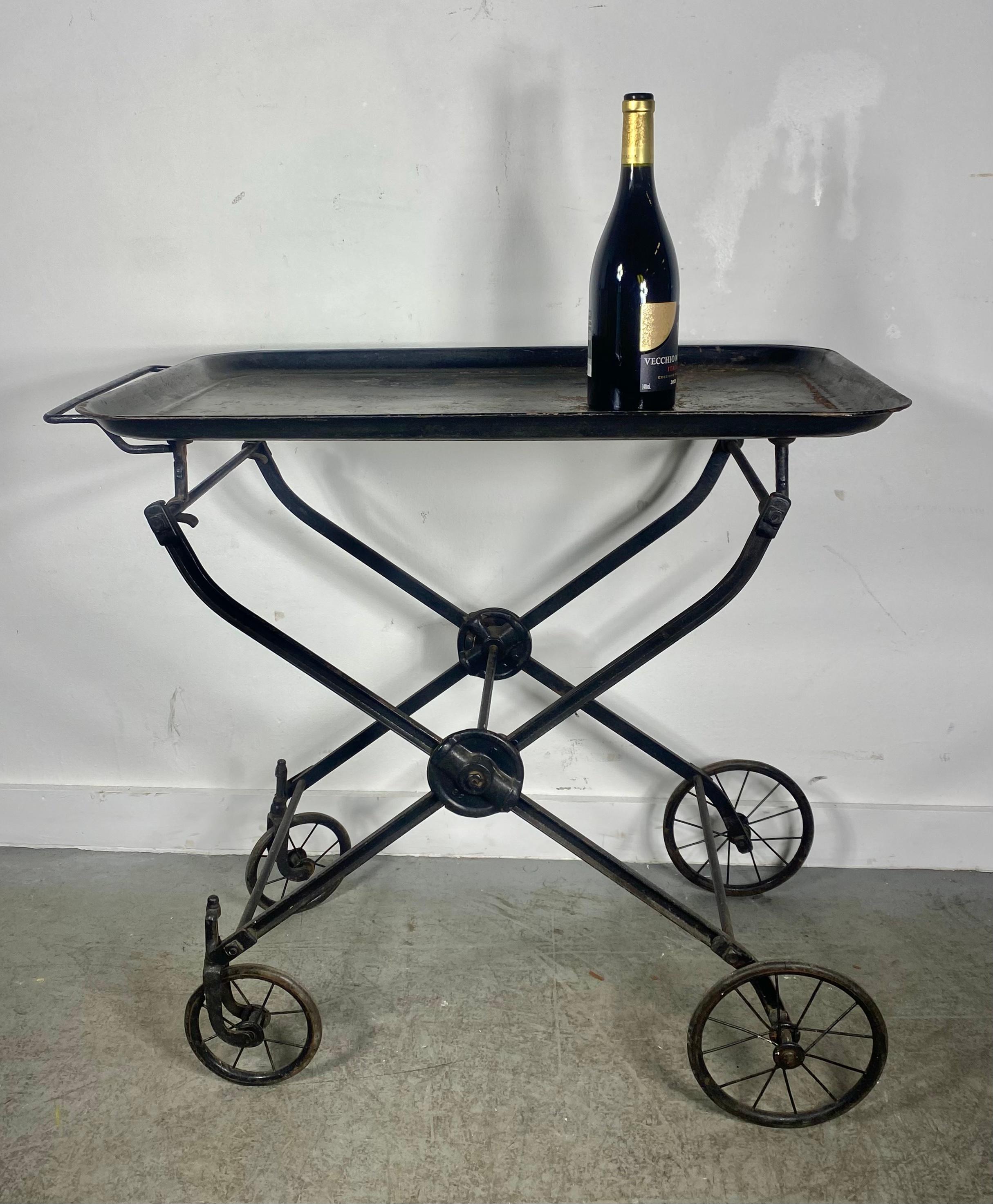 Edwardian Industrial Hotel Tea Cart, Beverage Cart, Serving Cart, Circa 1890's For Sale 2