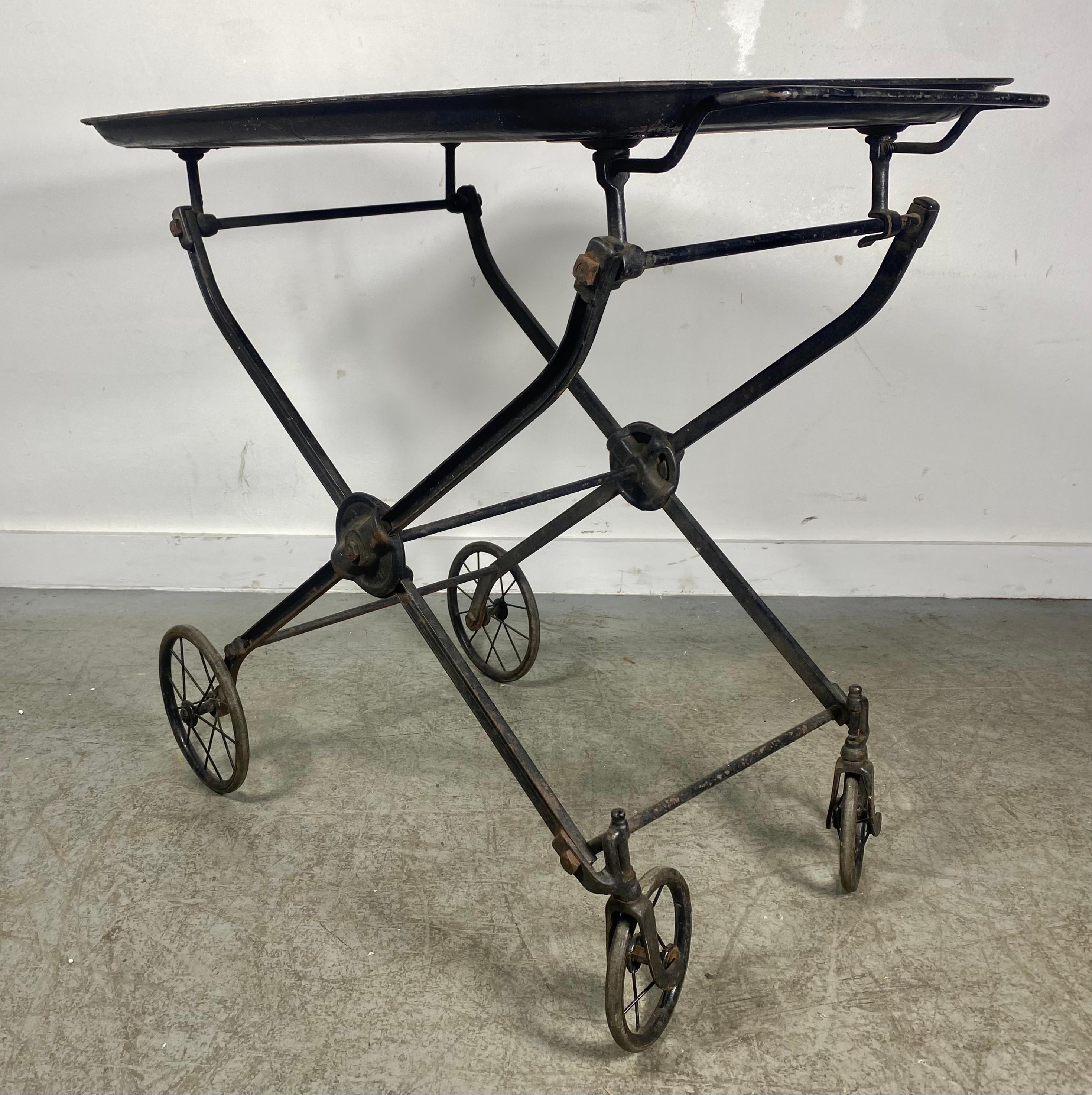Painted Edwardian Industrial Hotel Tea Cart, Beverage Cart, Serving Cart, Circa 1890's For Sale