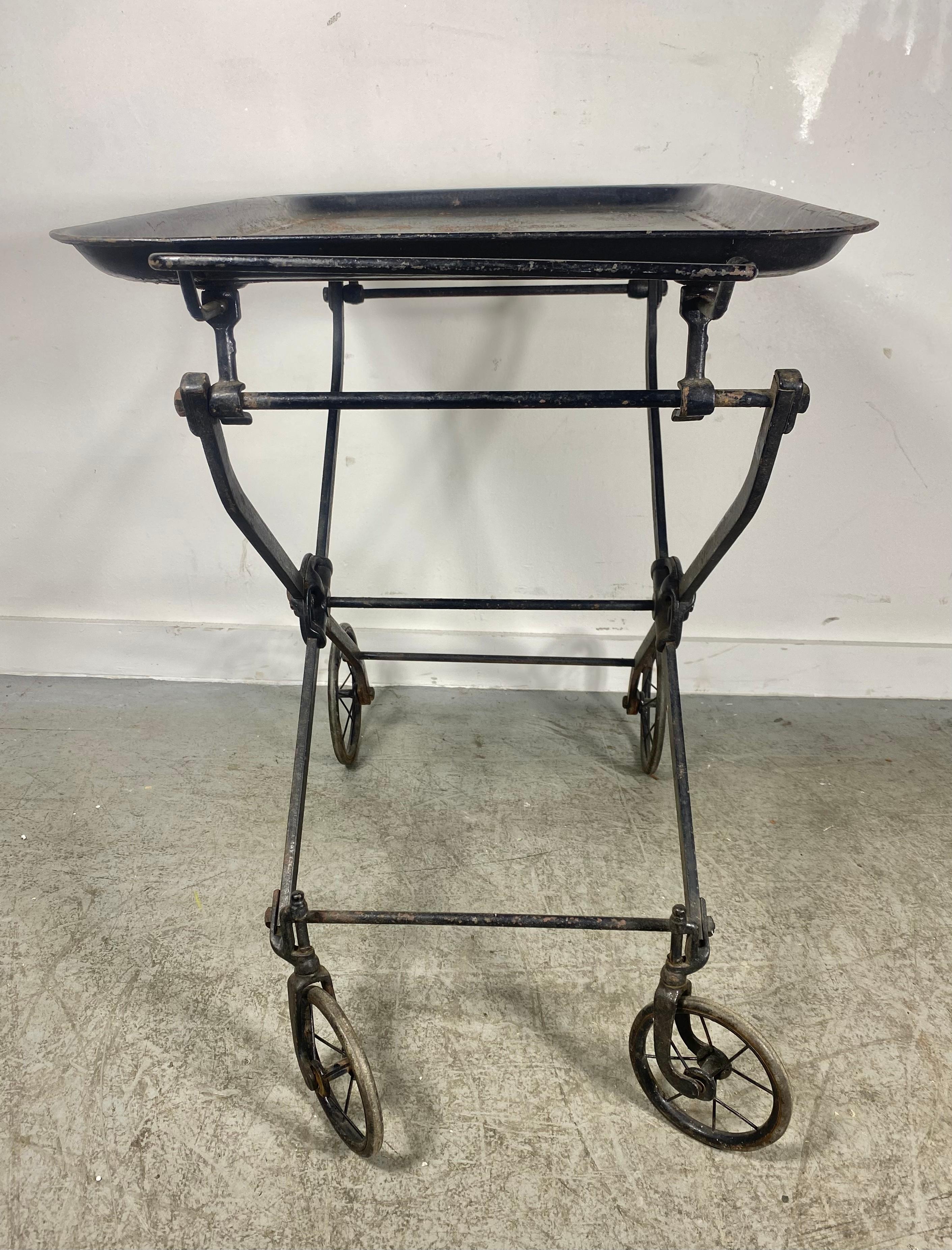 Late 19th Century Edwardian Industrial Hotel Tea Cart, Beverage Cart, Serving Cart, Circa 1890's For Sale