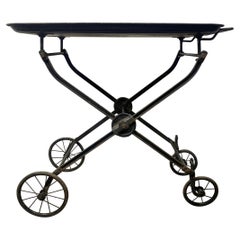 Chariot à thé d'hôtel industriel édouardien, chariot à boissons, chariot de service, vers 1890