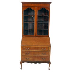 Antique Edwardian Inlaid Bureau Bookcase, Secretaire, Scotland 1910, B2940