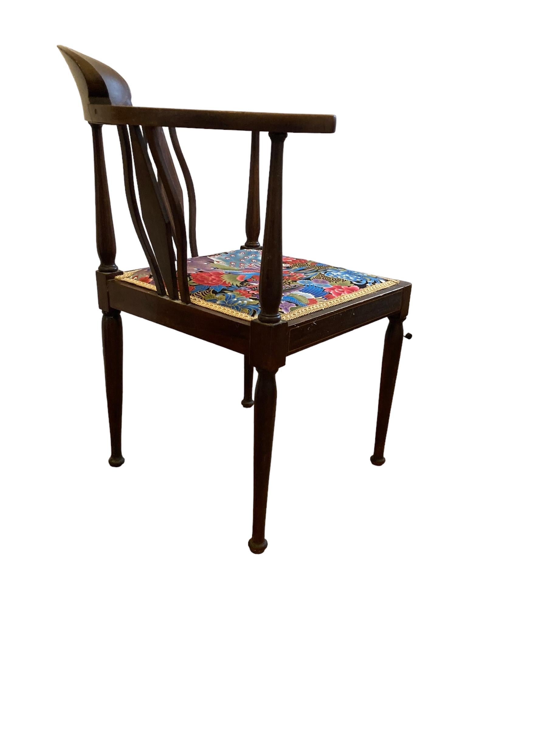19th Century Edwardian Inlaid Corner Chair 1900's For Sale