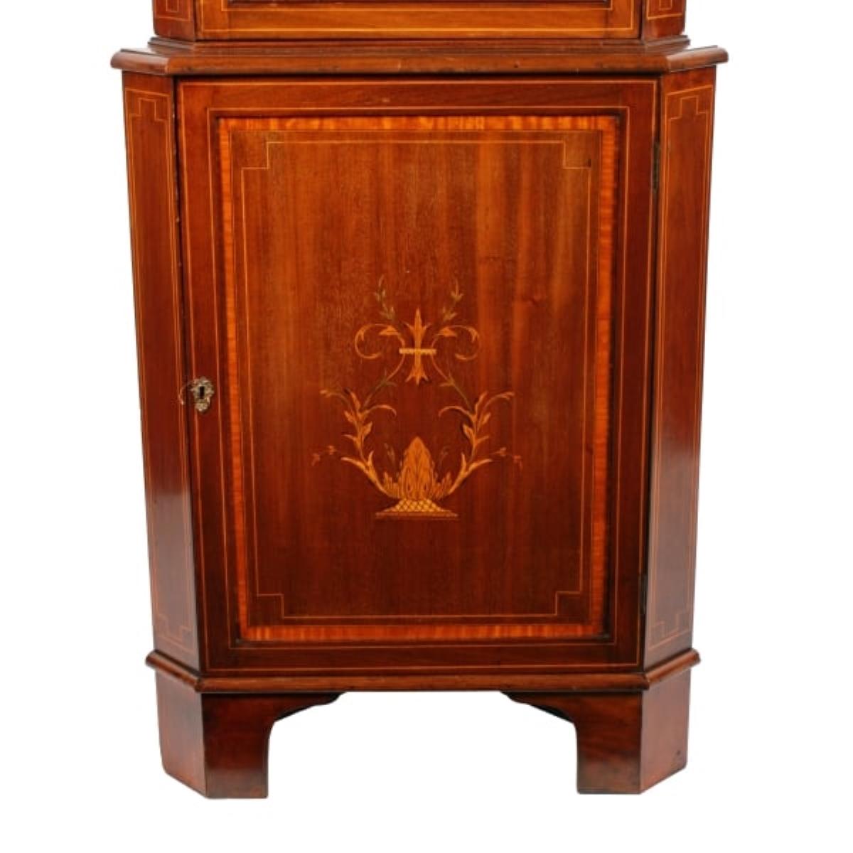 English Edwardian Inlaid Double Corner Cabinet, Early 20th Century For Sale