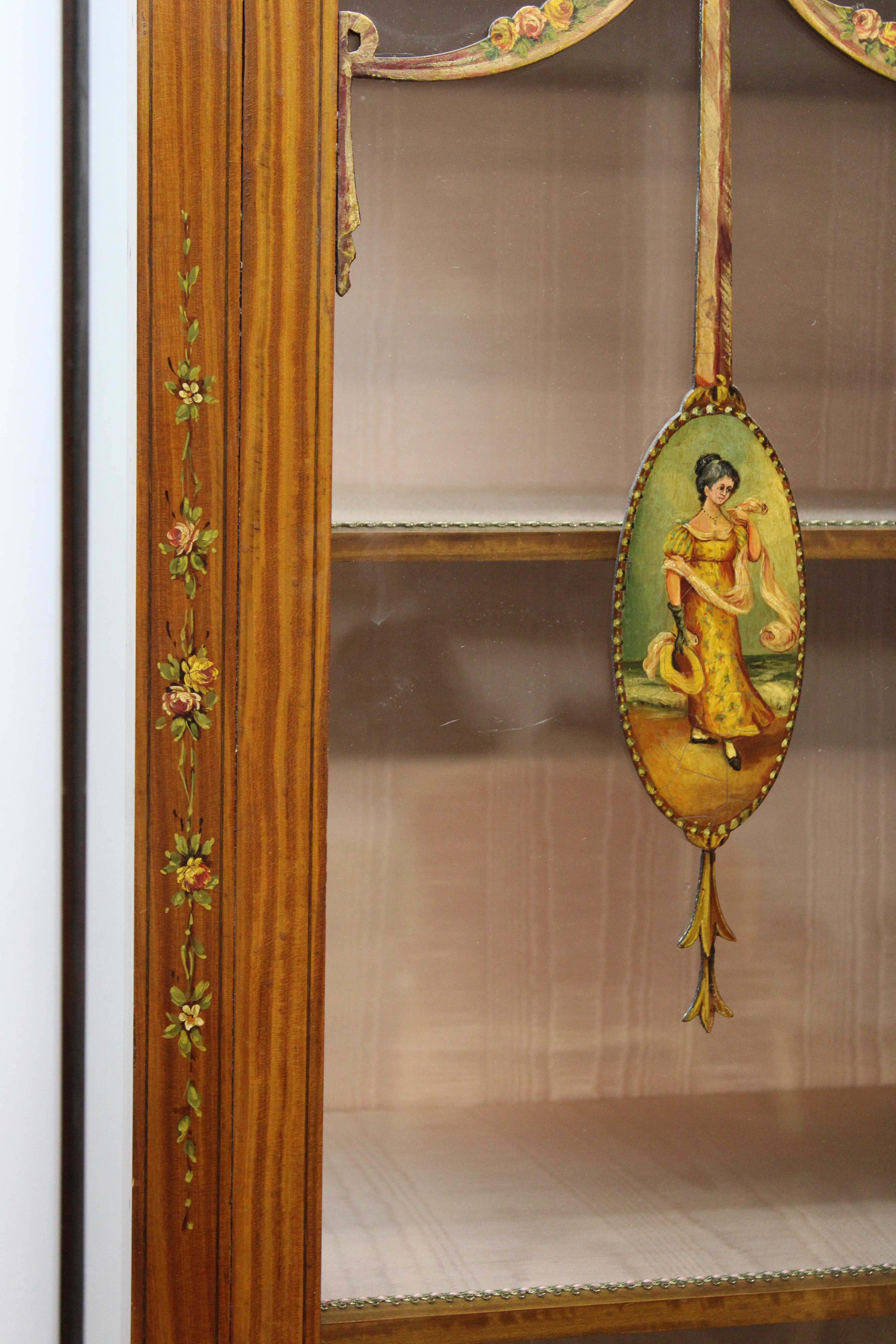 Edwardian Hand Painted Display Cabinet For Sale 6