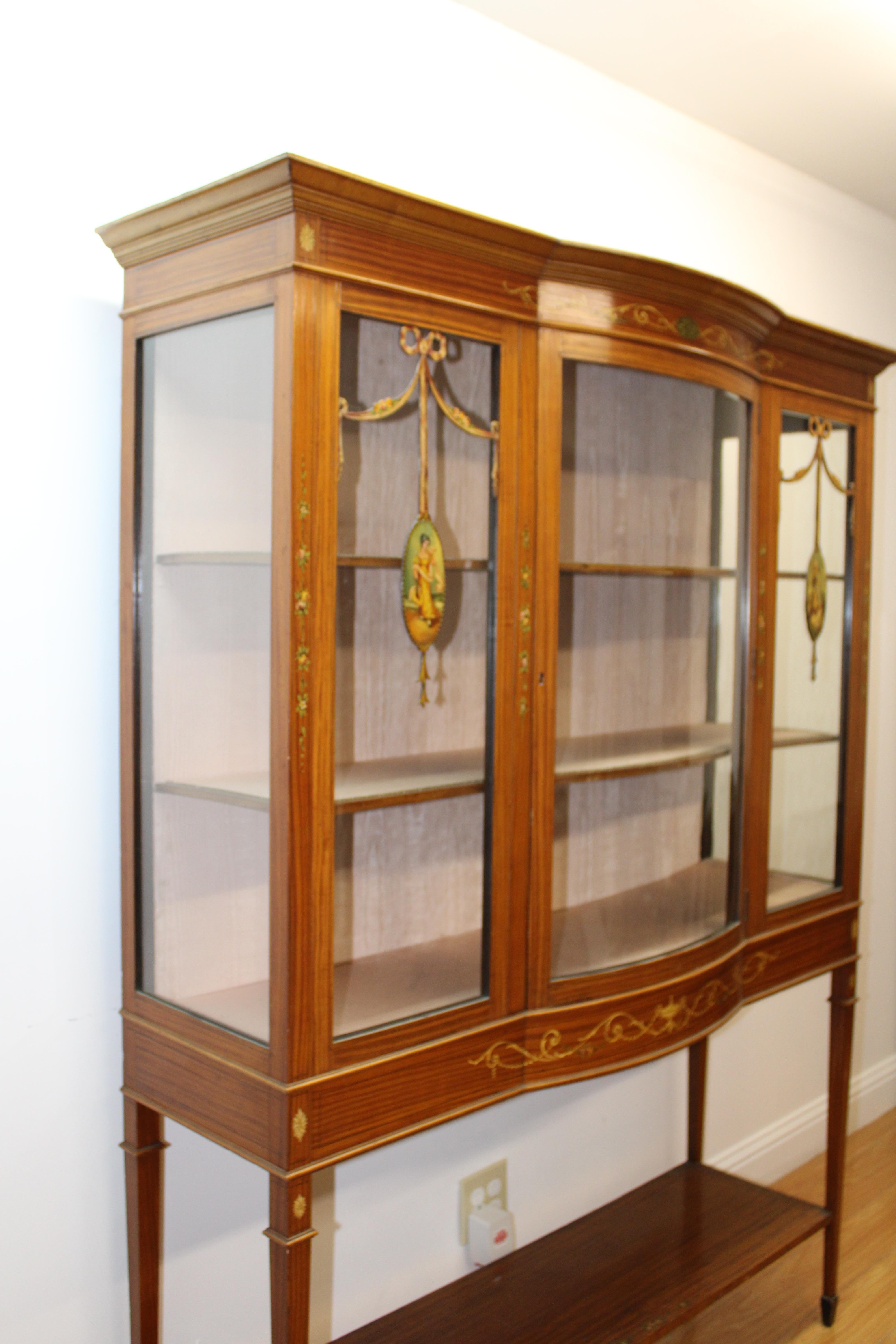 20th Century Edwardian Hand Painted Display Cabinet For Sale