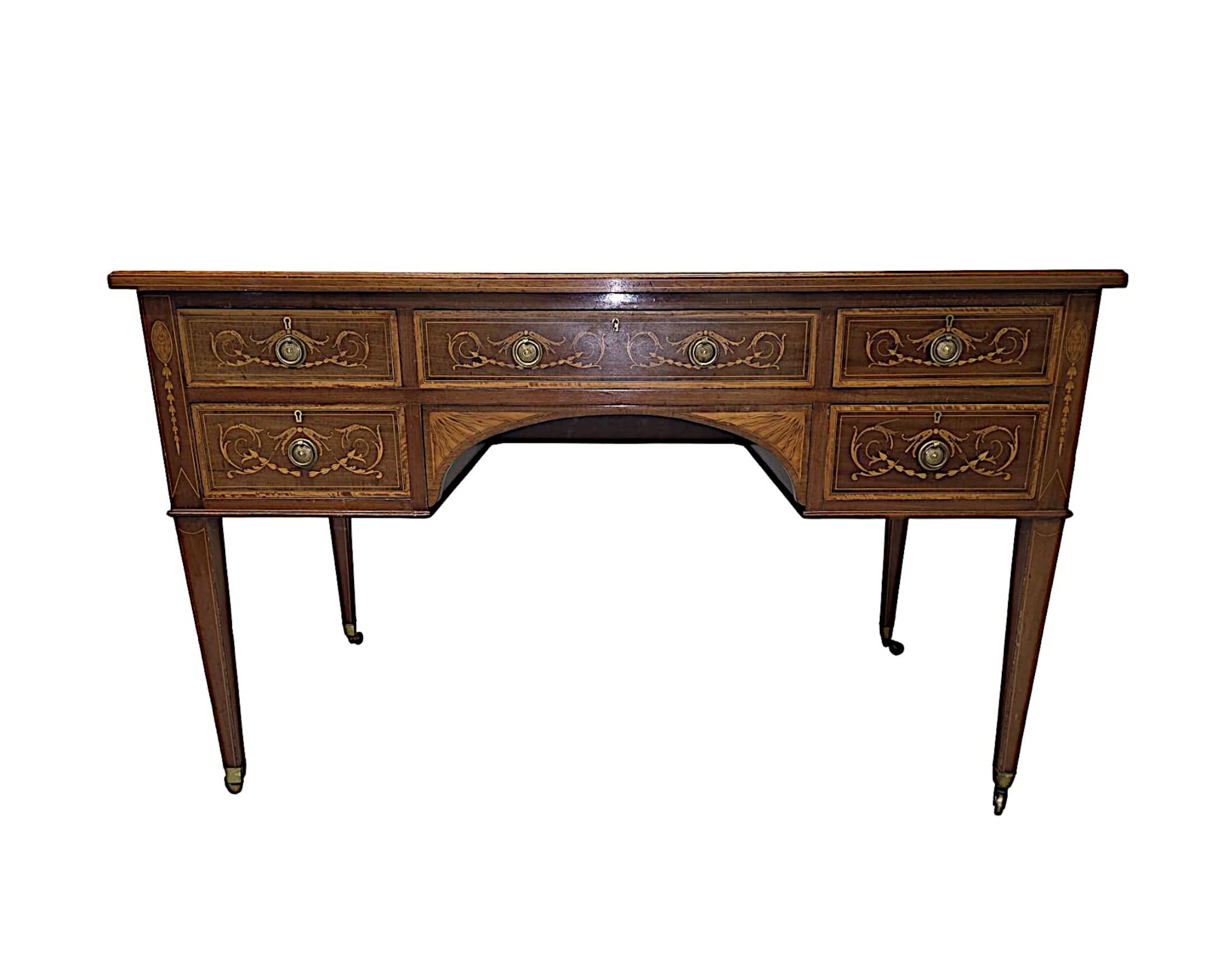 Edwardian Inlaid Leather Top Office or Writing Desk by James Shoolbred of London For Sale