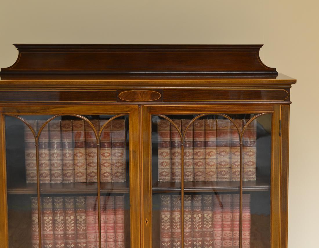 British Edwardian Inlaid Mahogany Antique Bookcase