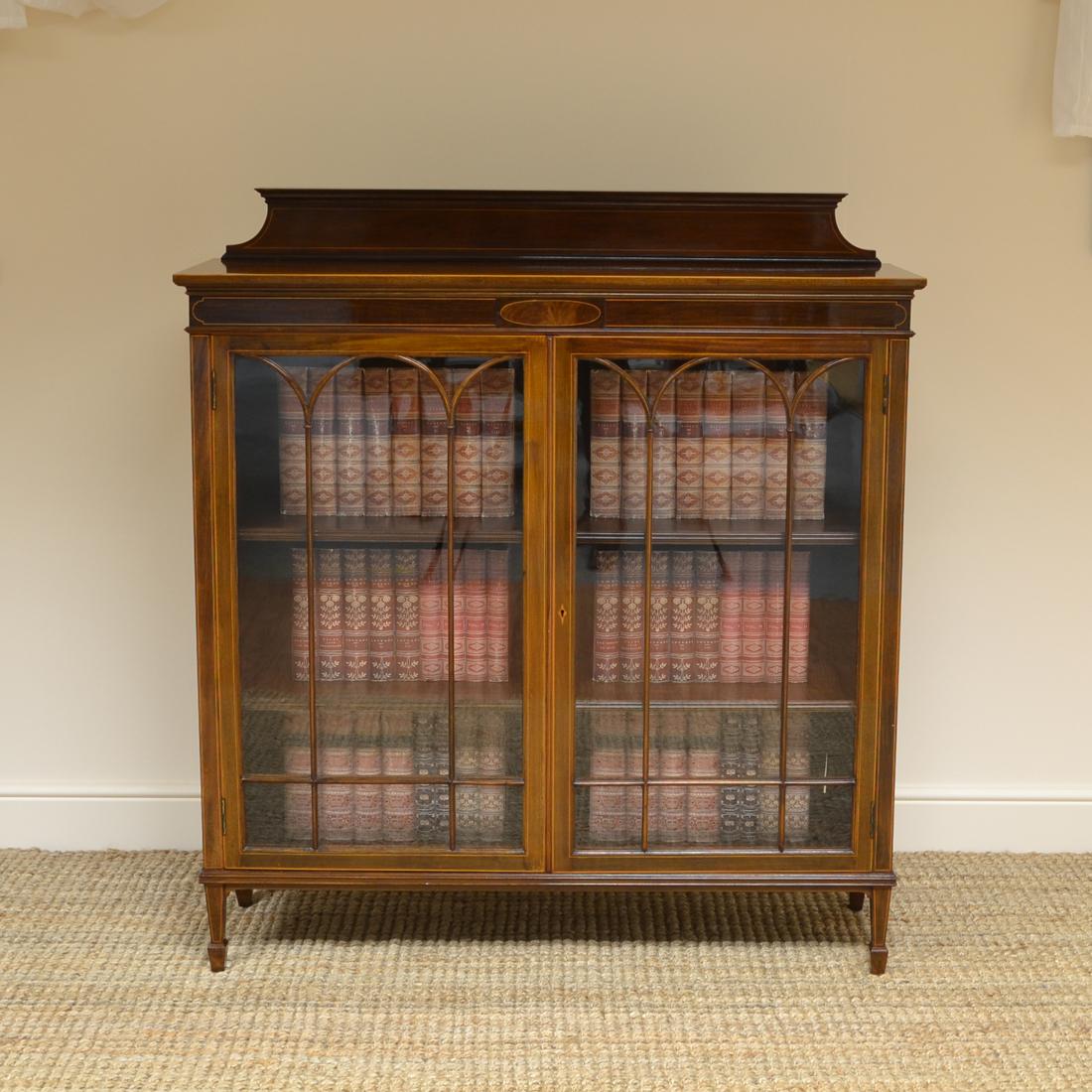 Edwardian Inlaid Mahogany Antique Bookcase In Good Condition In Link 59 Business Park, Clitheroe
