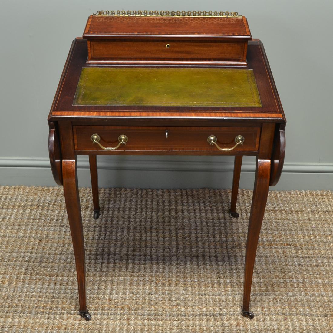 Edwardian Inlaid Mahogany Antique Writing Table 1