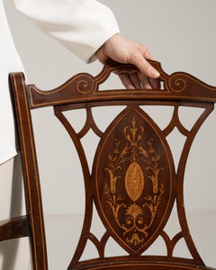 Sessel aus Mahagoni mit Intarsien aus der Edwardianischen Zeit