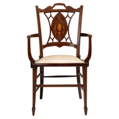 Sessel aus Mahagoni mit Intarsien aus der Edwardianischen Zeit
