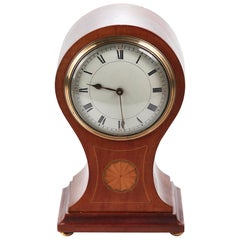 Edwardian Inlaid Mahogany Balloon Clock