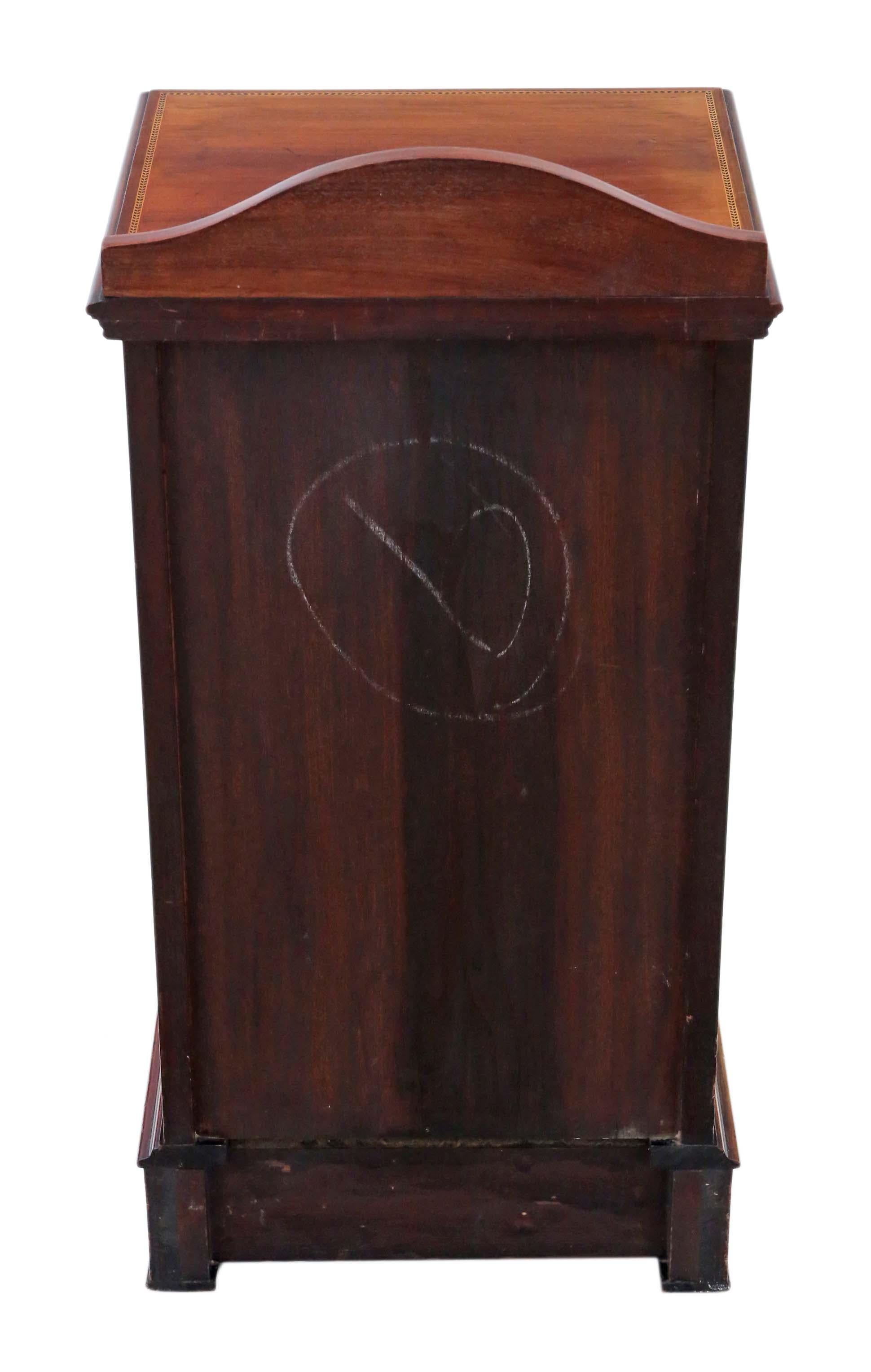 Edwardian Inlaid Mahogany Bedside Table Cupboard Cabinet 2