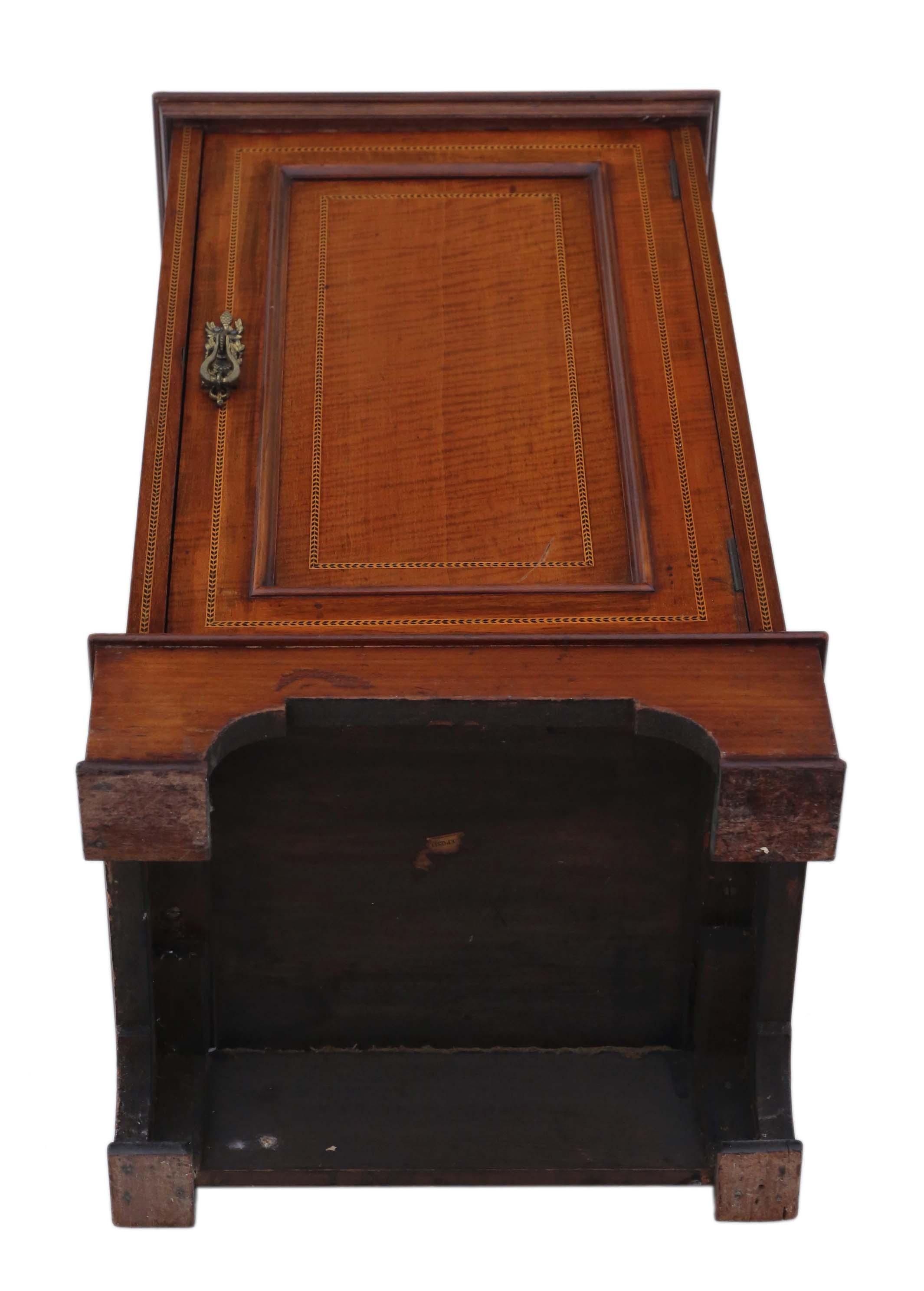 Edwardian Inlaid Mahogany Bedside Table Cupboard Cabinet 3