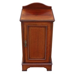 Antique Edwardian Inlaid Mahogany Bedside Table Cupboard Cabinet