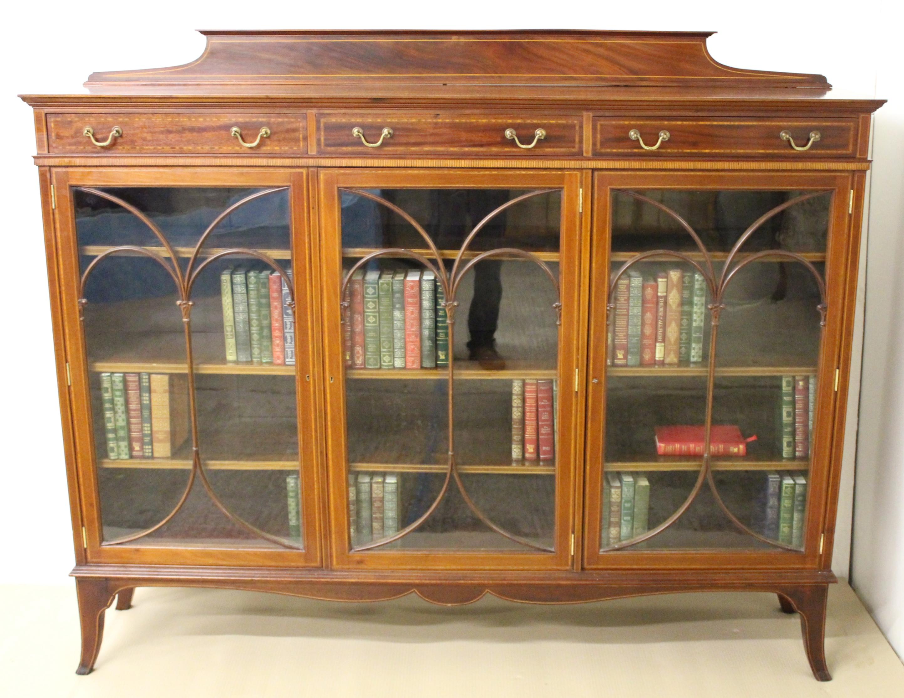 Inlay Edwardian Inlaid Mahogany Bookcase by Maple and Co For Sale