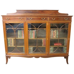 Antique Edwardian Inlaid Mahogany Bookcase by Maple and Co
