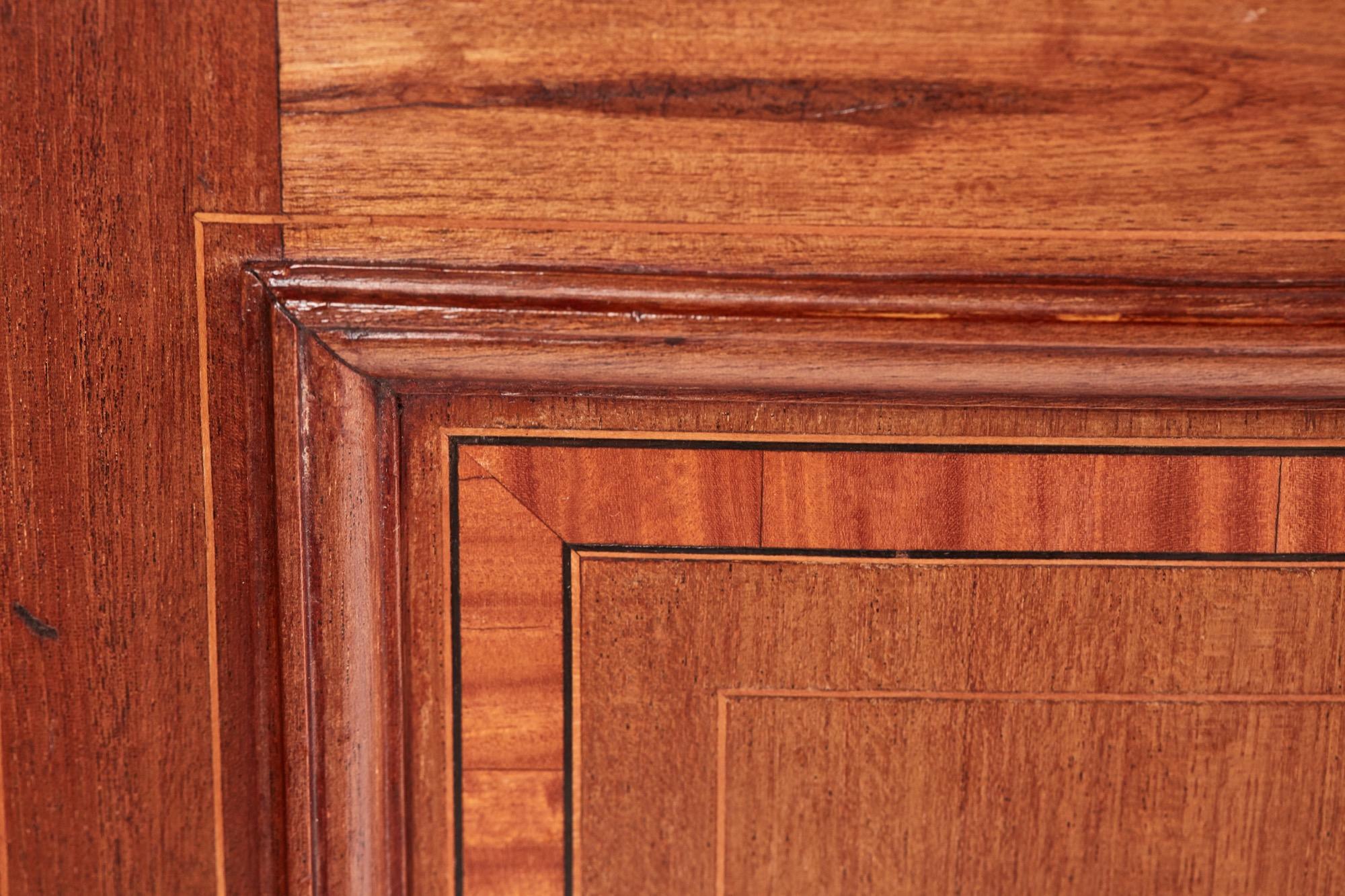 Cross-Banded Antique Edwardian Inlaid Mahogany Breakfront Sideboard For Sale