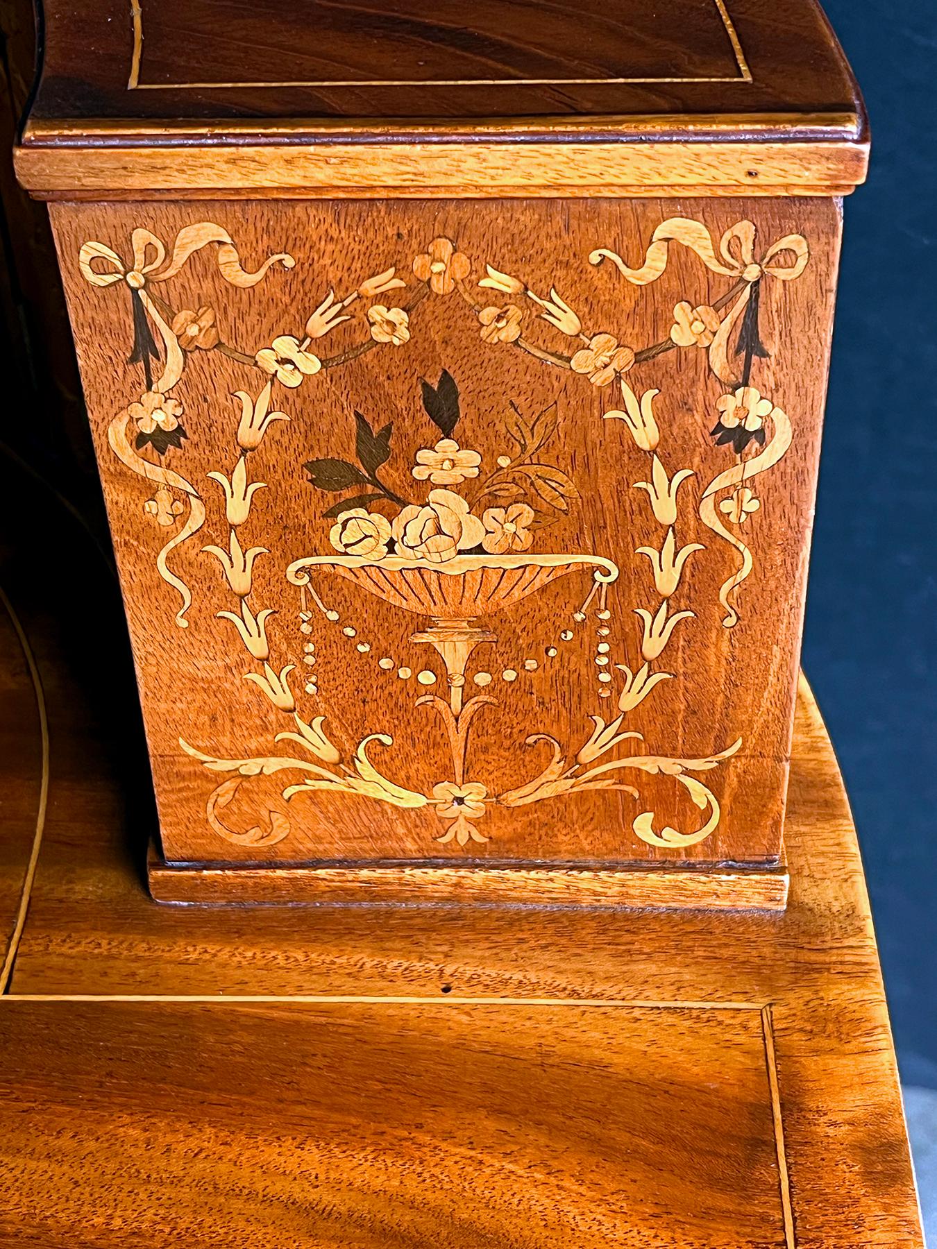 Edwardian Inlaid Mahogany Carlton House Writing Desk with Marquetry Inlay 8