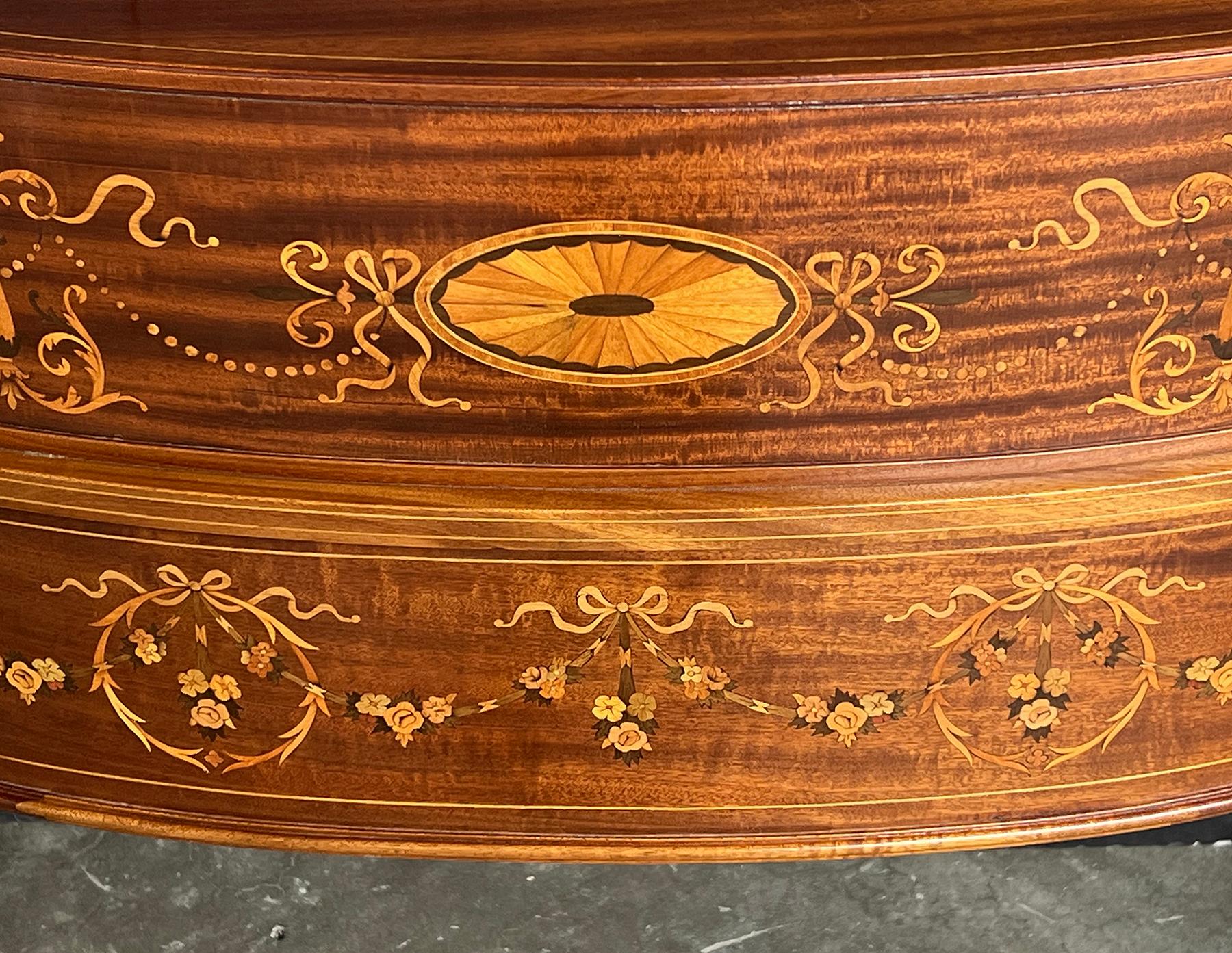 Edwardian Inlaid Mahogany Carlton House Writing Desk with Marquetry Inlay 11