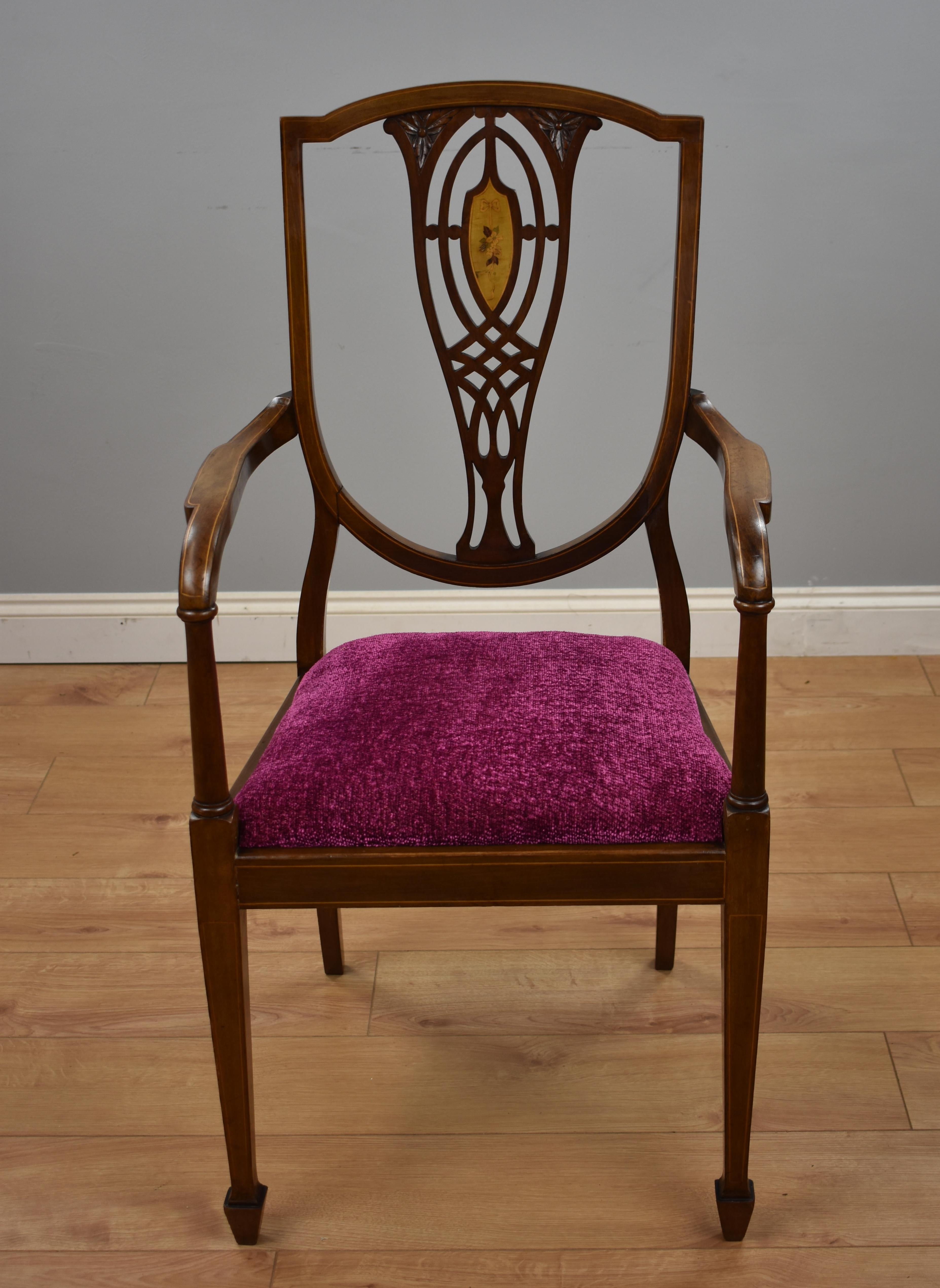 European Edwardian Inlaid Mahogany Chair