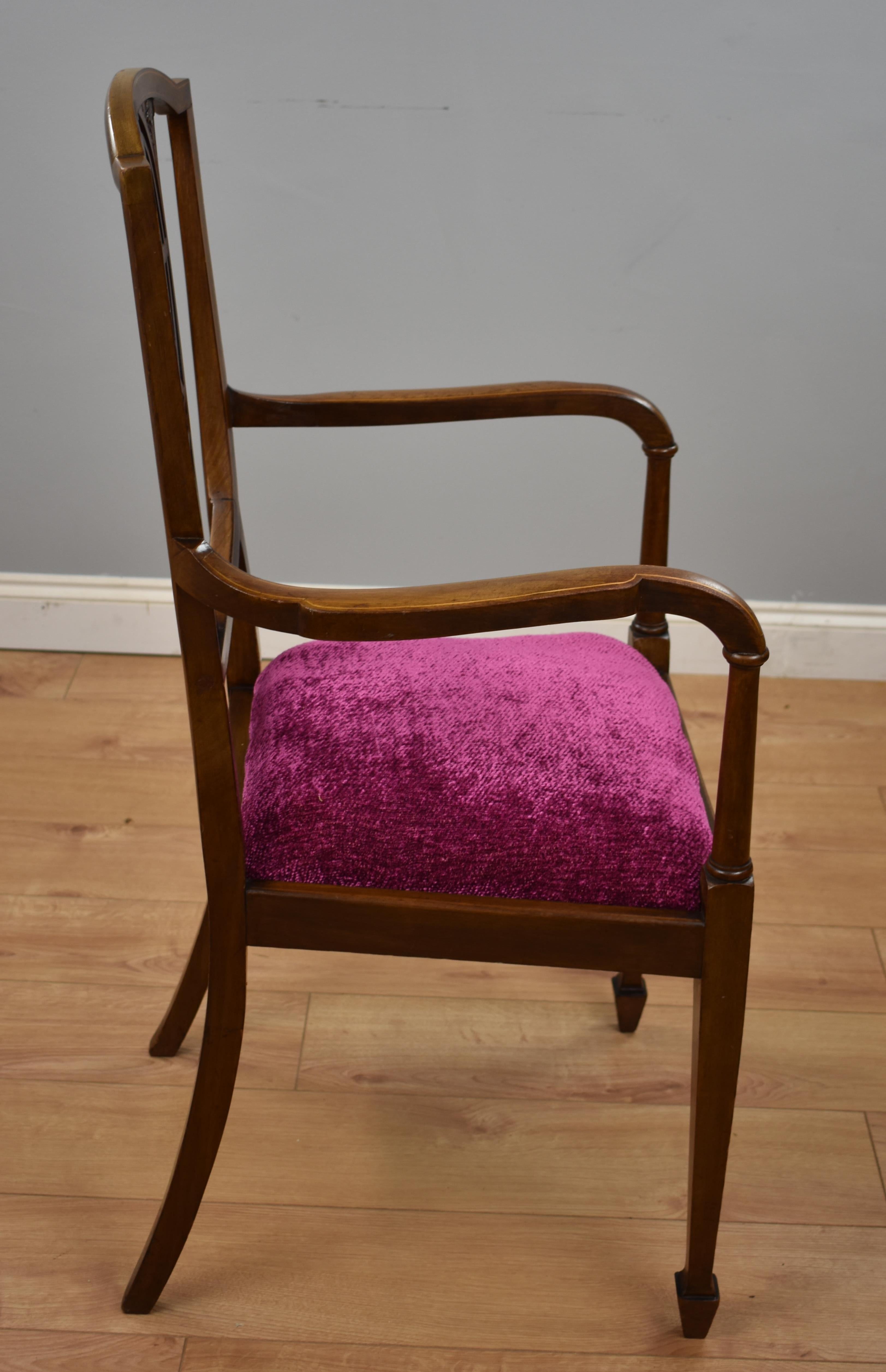 Edwardian Inlaid Mahogany Chair In Good Condition In Chelmsford, Essex