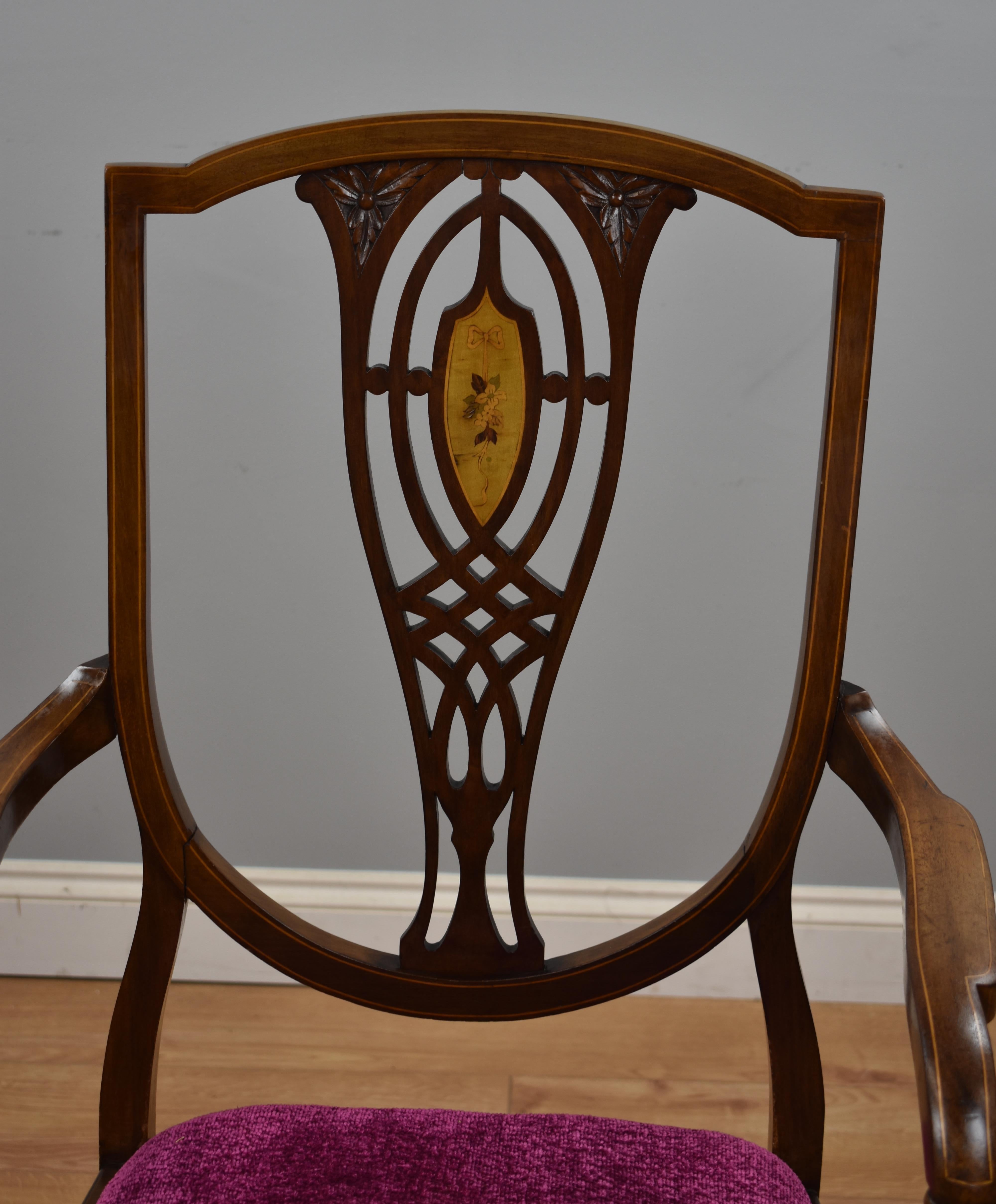 Early 20th Century Edwardian Inlaid Mahogany Chair