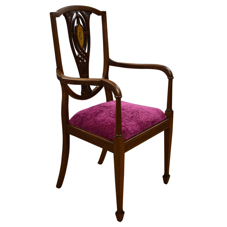 Edwardian Inlaid Mahogany Chair at 1stDibs