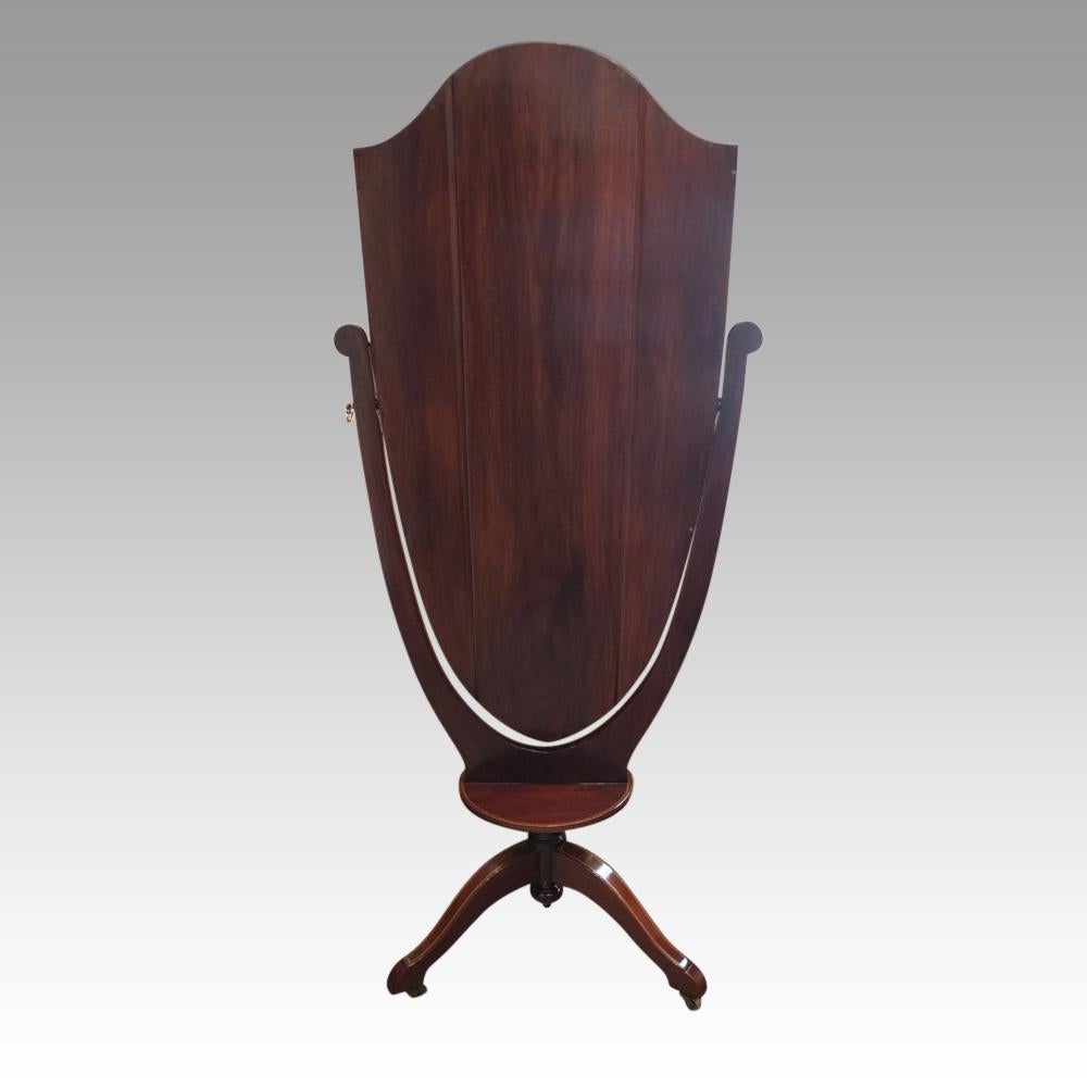 Early 20th Century Edwardian inlaid mahogany cheval mirror For Sale
