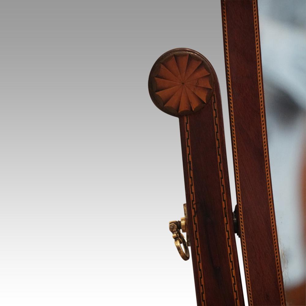 Mahogany Edwardian inlaid mahogany cheval mirror For Sale