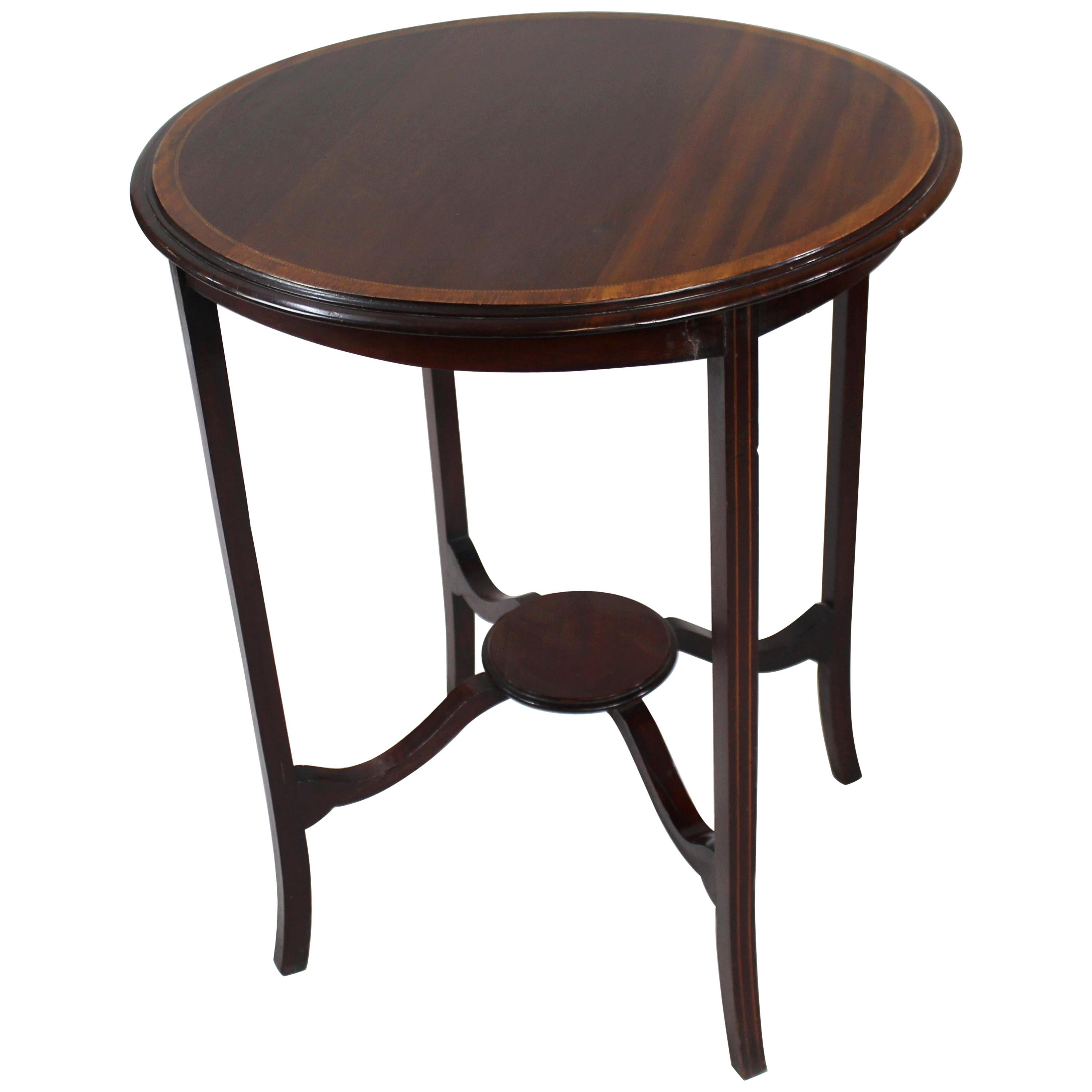 Edwardian Inlaid Mahogany Circular Lamp Table For Sale