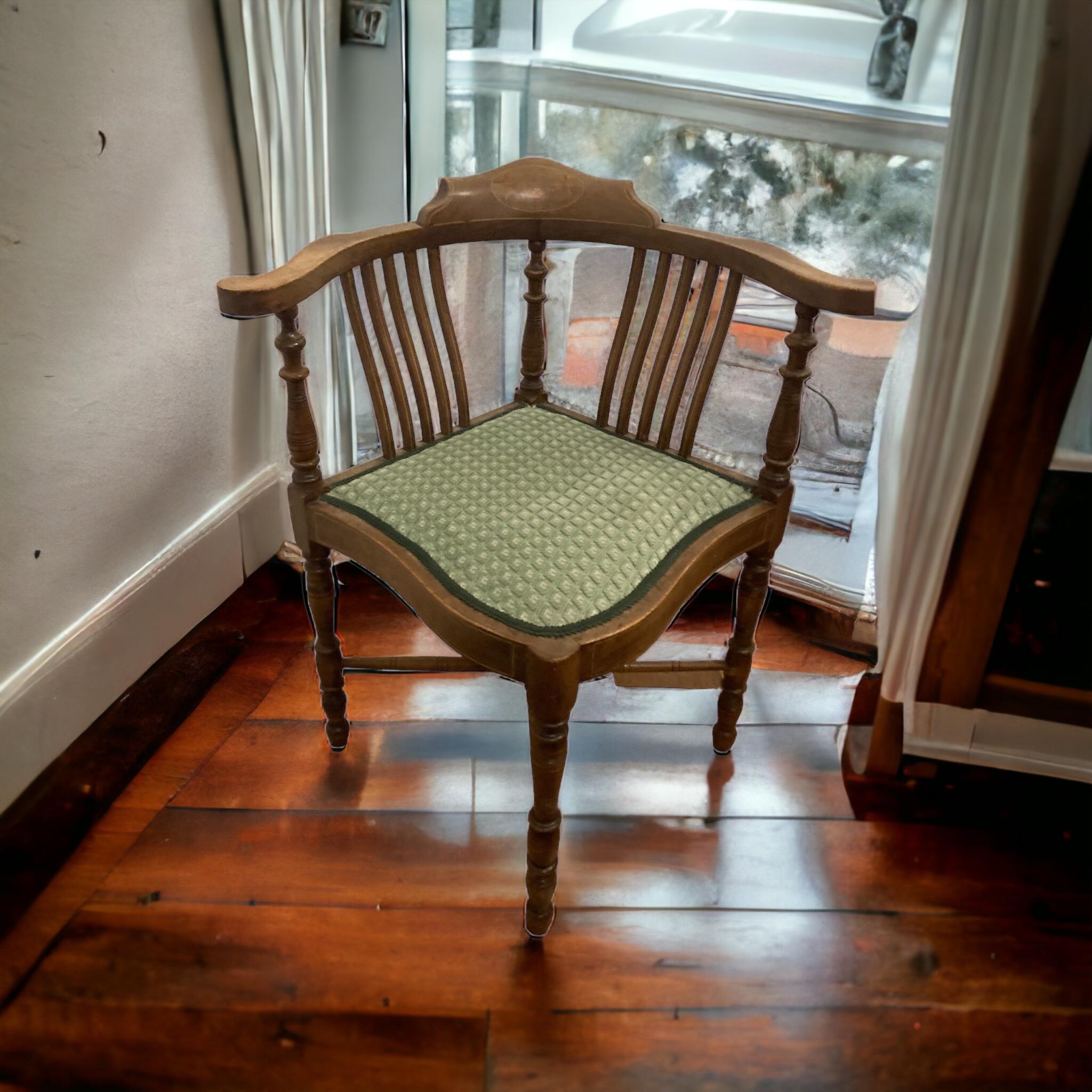 Edwardian Inlaid Mahogany Corner Chair 4
